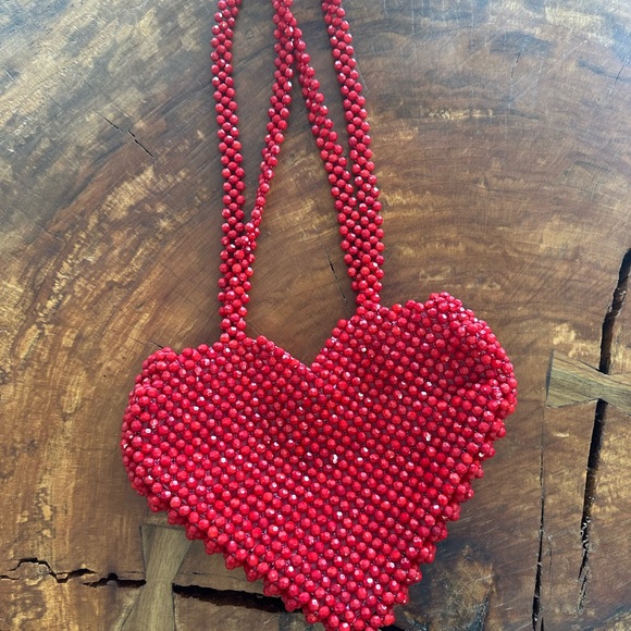 Isaac Mizrahi Pink and Red Beaded Handbag - Picture 1 of 5